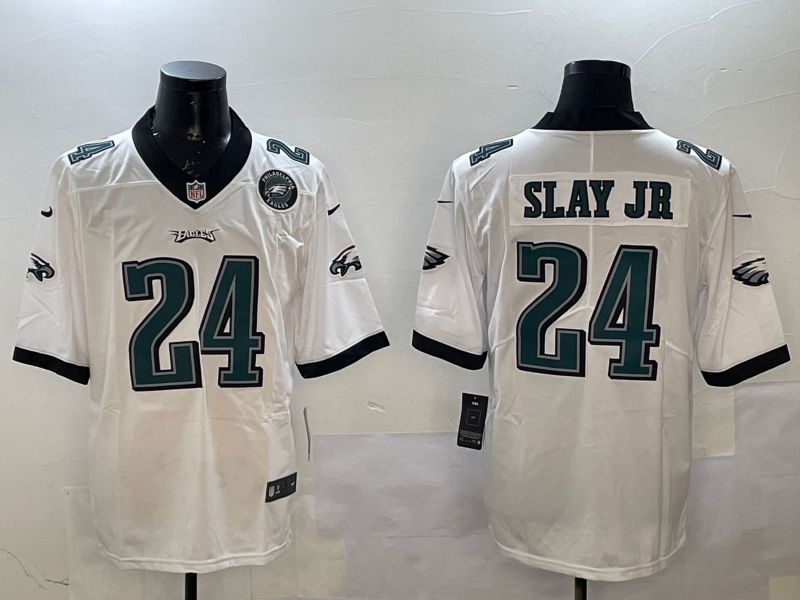 Men Philadelphia Eagles #24 Slay jr White Second generations 2025 Nike Vapor Limited NFL Jersey style 2